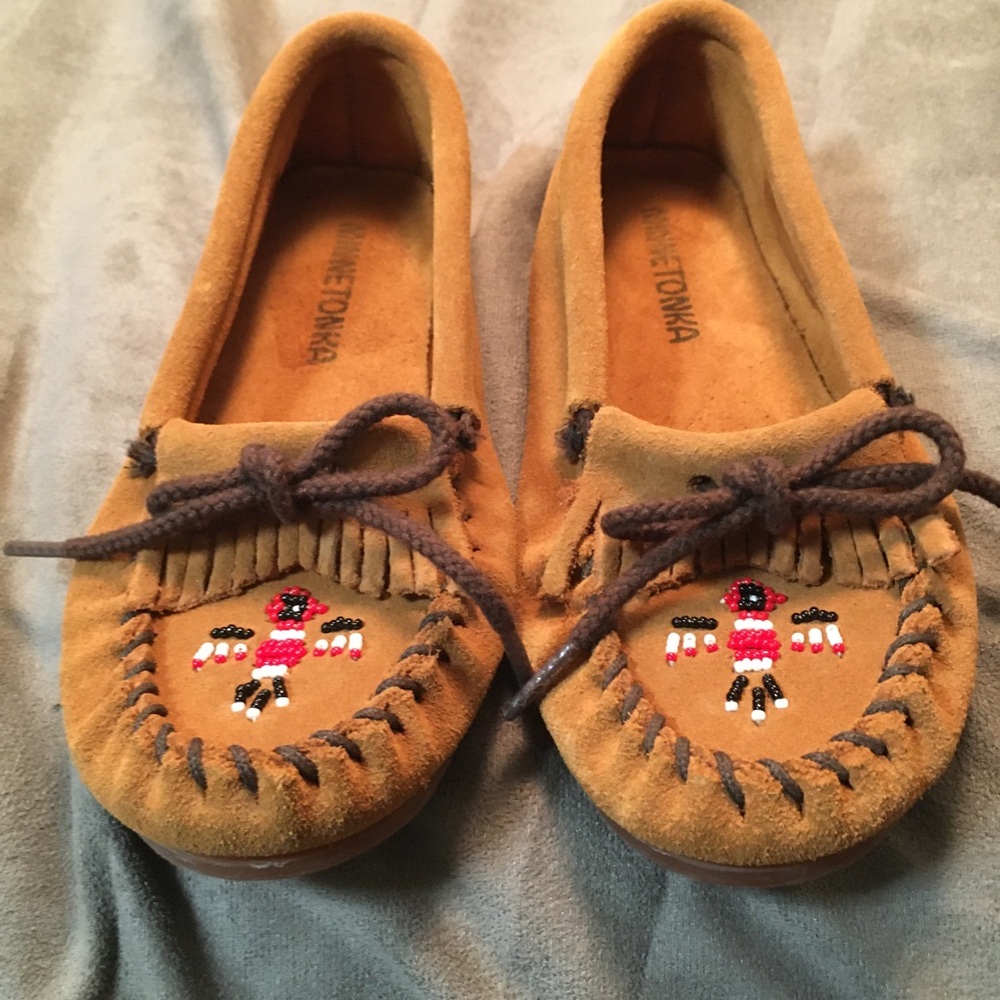 Minnetonka Suede Moccasins with Beaded Accents